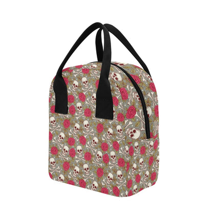 Skull Bone Rose Print Design LKS303 Insulated Lunch Bag