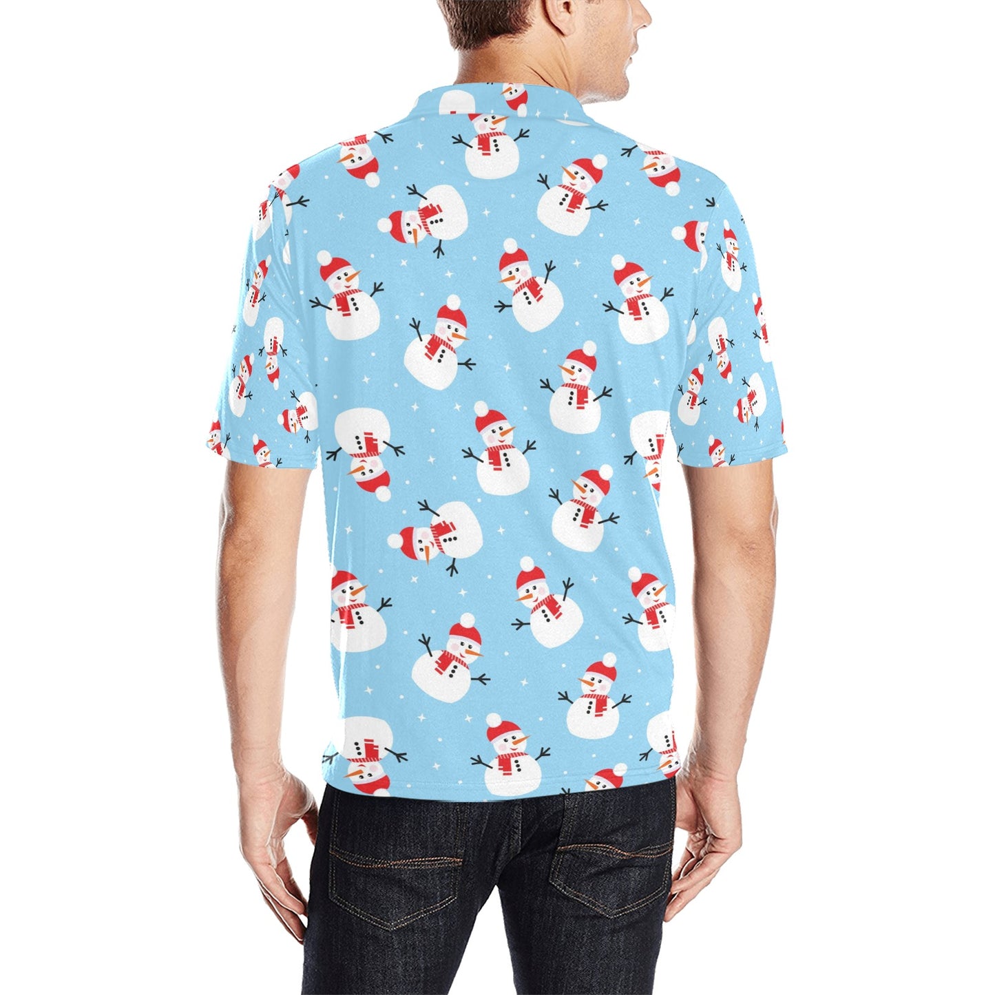 Snowman Print Design LKS305 Men Polo Shirt