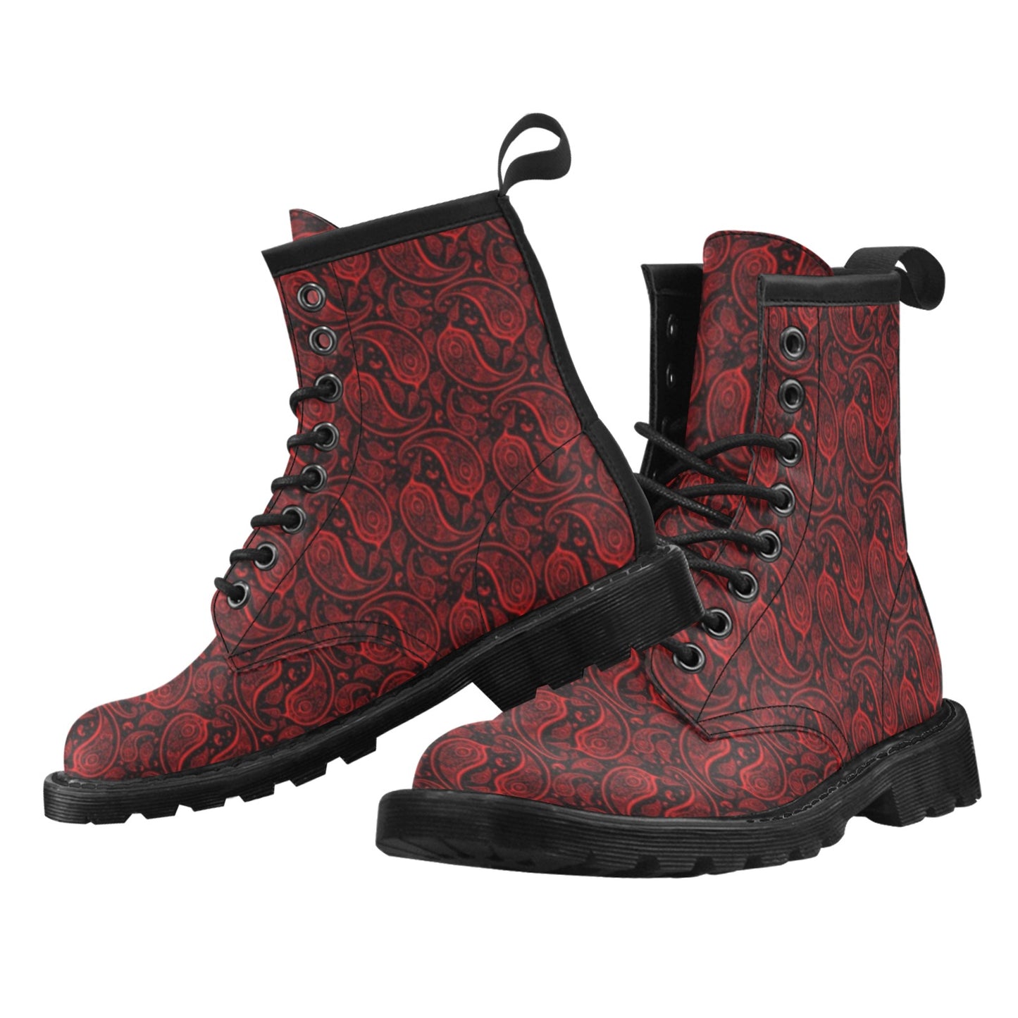 Paisley Red Design Print Boots