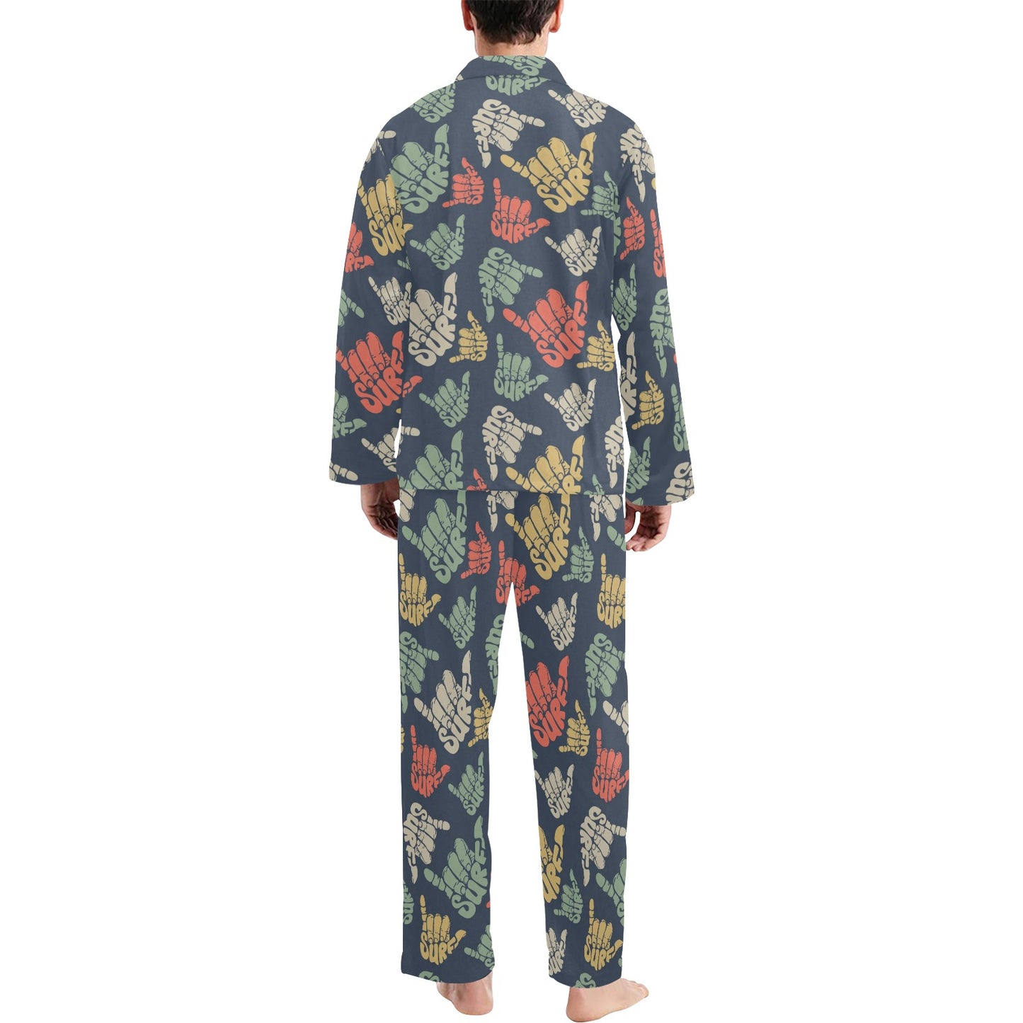 Surf Hand sign Men's Long Pajama Set