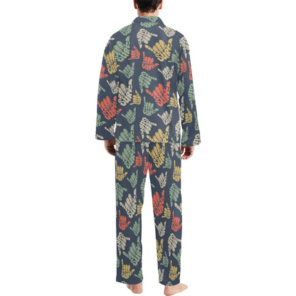 Surf Hand sign Men's Long Pajama Set