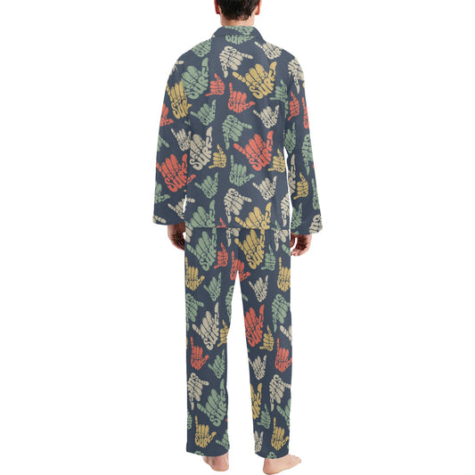 Surf Hand sign Men's Long Pajama Set