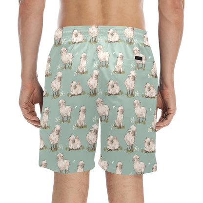 Sheep Print Design LKS405 Men's Swim Trunks Beach Shorts