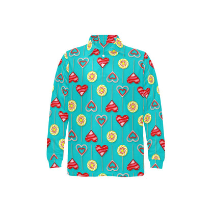 Lollipop Pattern Print Design LL06 Long Sleeve Polo Shirt For Men's