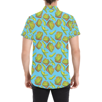 Sandwich Avocado Print Design LKS306 Men Short Sleeve Button Up Shirt