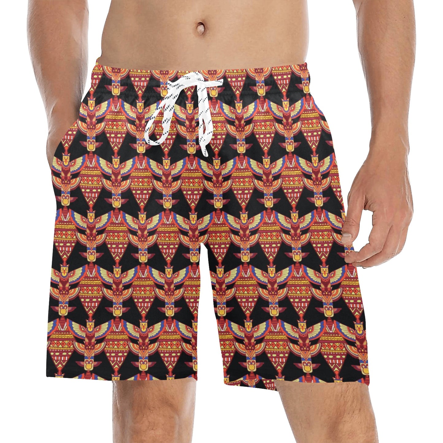 Totem Pole Print Men's Swim Trunks Beach Shorts
