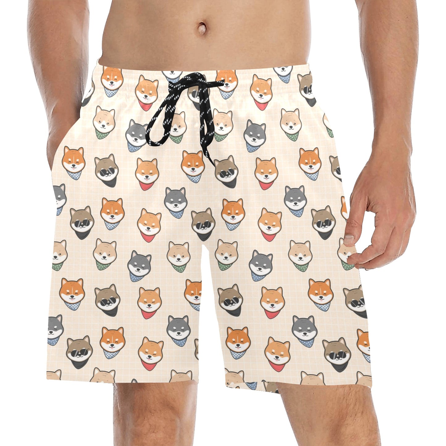 Shiba Inu Print Design LKS3010 Men's Swim Trunks Beach Shorts