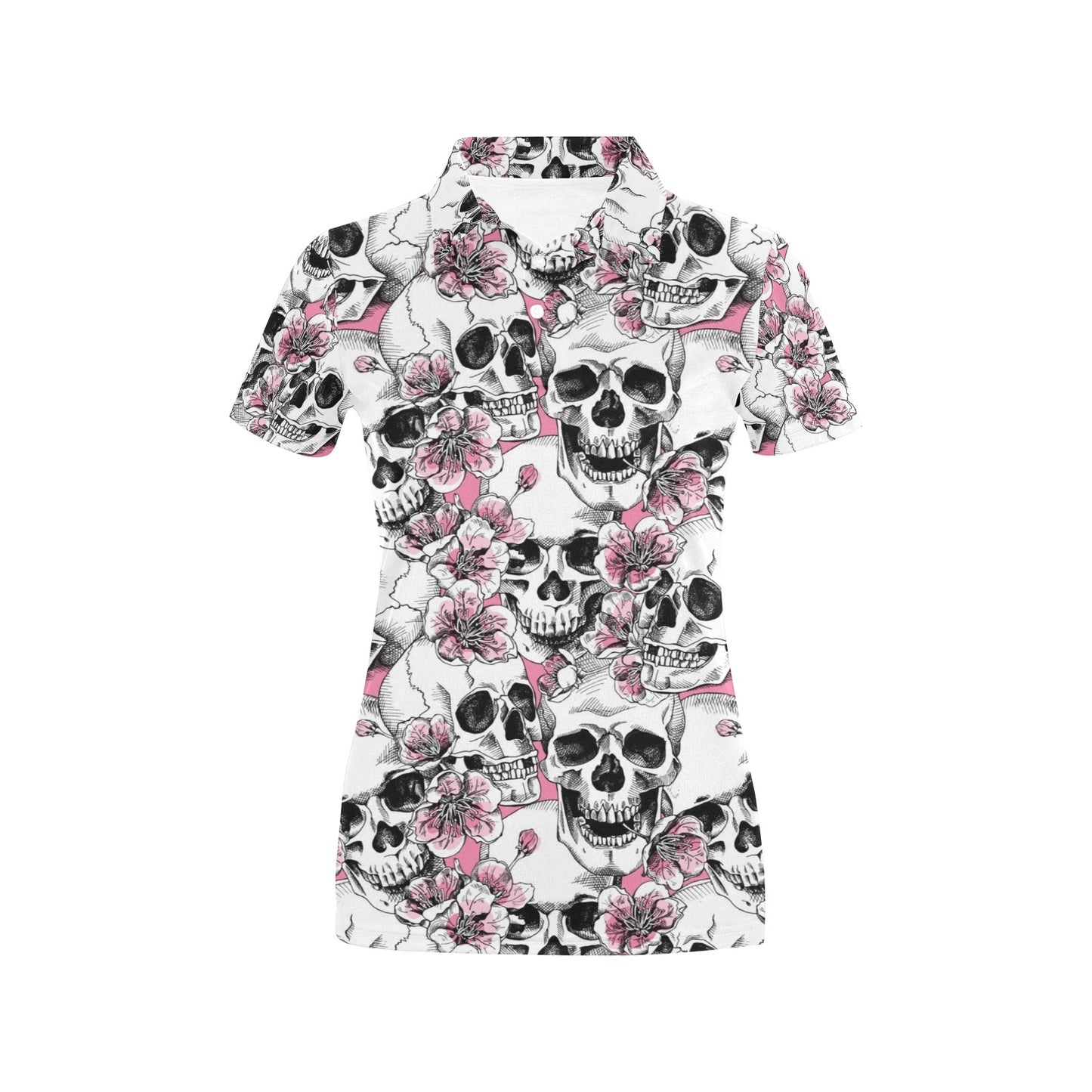 Cherry Blossom Pattern Print Design CB03 Women's Polo Shirt