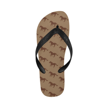 Horse Brown Print Design LKS307 Flip Flops