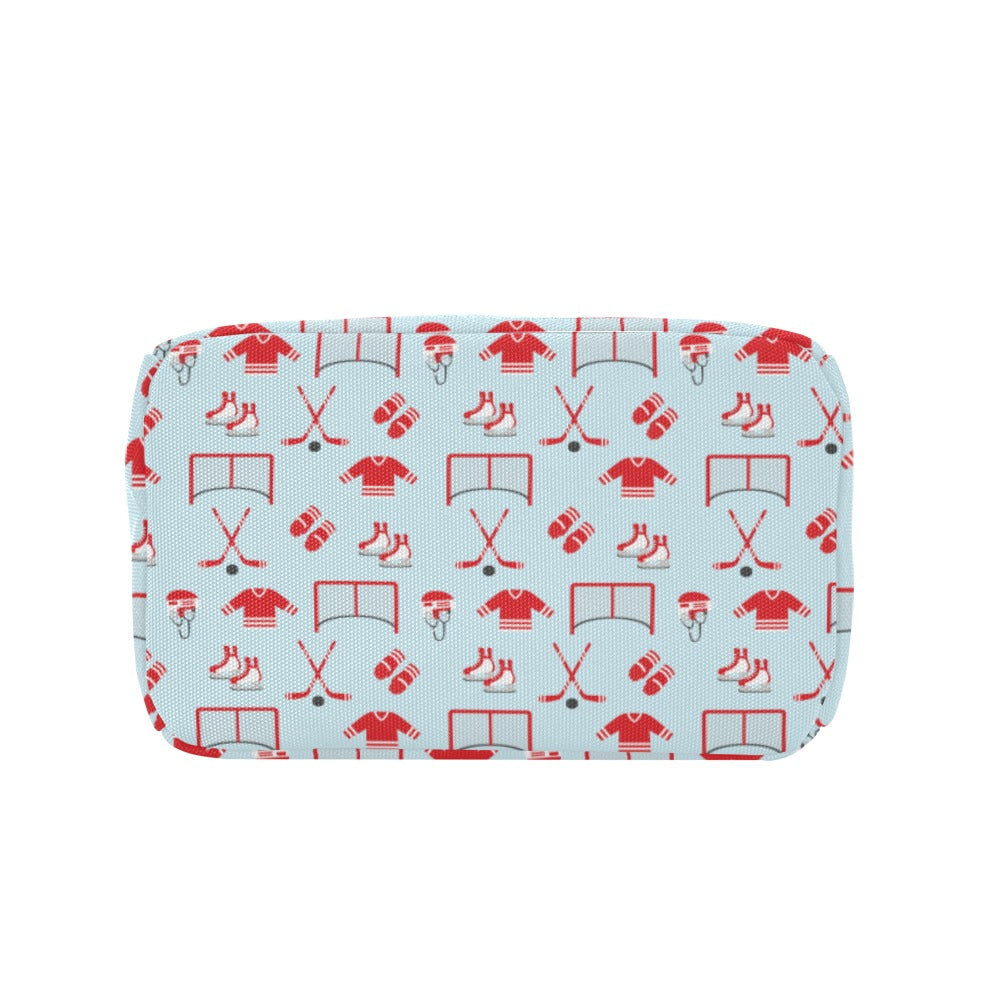 Hockey Red Equipment Print Design LKS305 Insulated Lunch Bag