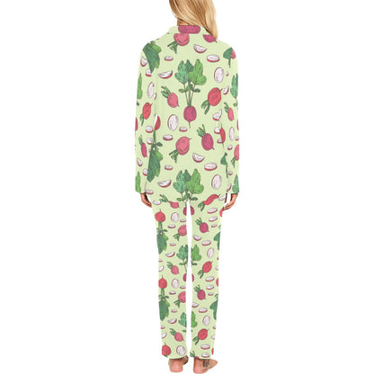 Radish Pattern Print Design A04 Women's Long Pajama Set