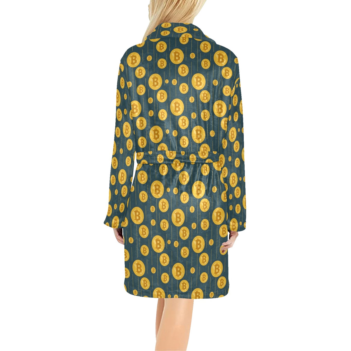 Bitcoin Pattern Print Design 01 Women's Fleece Robe