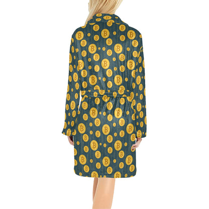 Bitcoin Pattern Print Design 01 Women's Fleece Robe