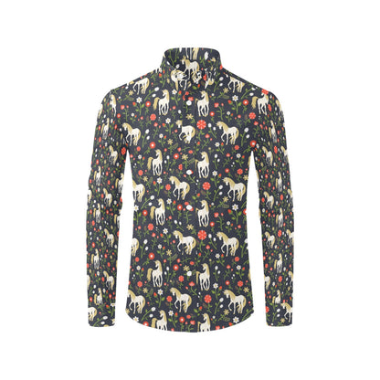 Unicorn Print Design LKS301 Men's Long Sleeve Dress Shirt