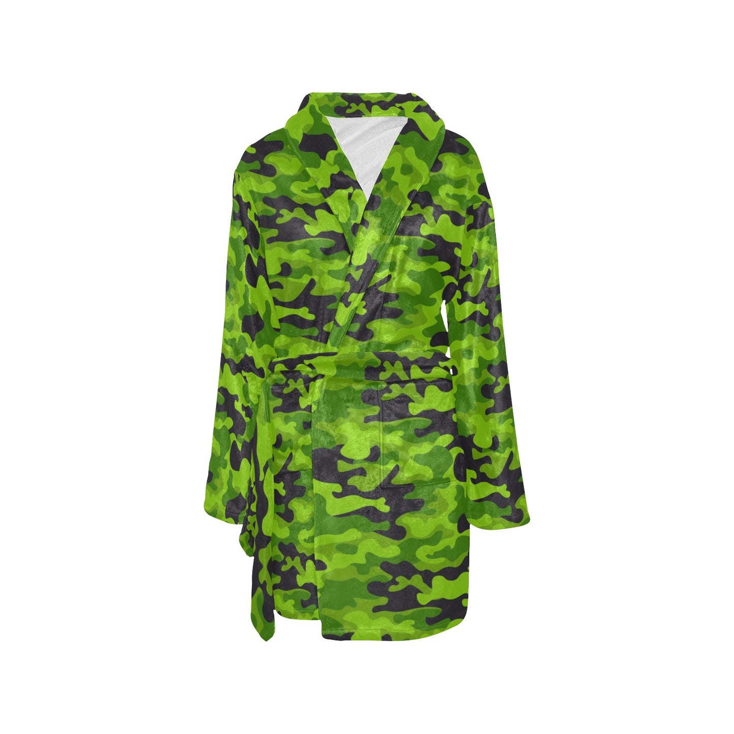 Green Kelly Camo Print Women's Fleece Robe