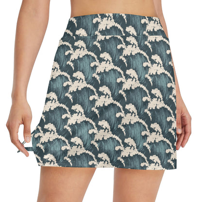 Wave Art Print 17" Golf & Pickleball Skort with Pockets