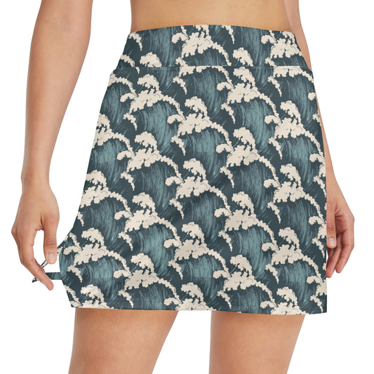 Wave Art Print 17" Golf & Pickleball Skort with Pockets