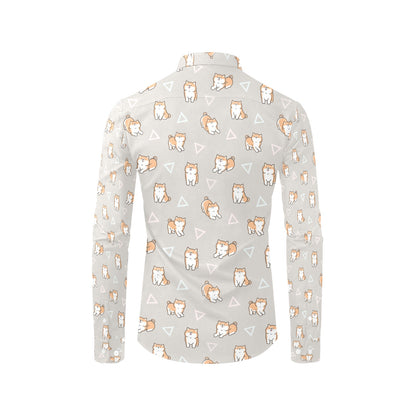 Shiba Inu Print Design LKS307 Men's Long Sleeve Dress Shirt