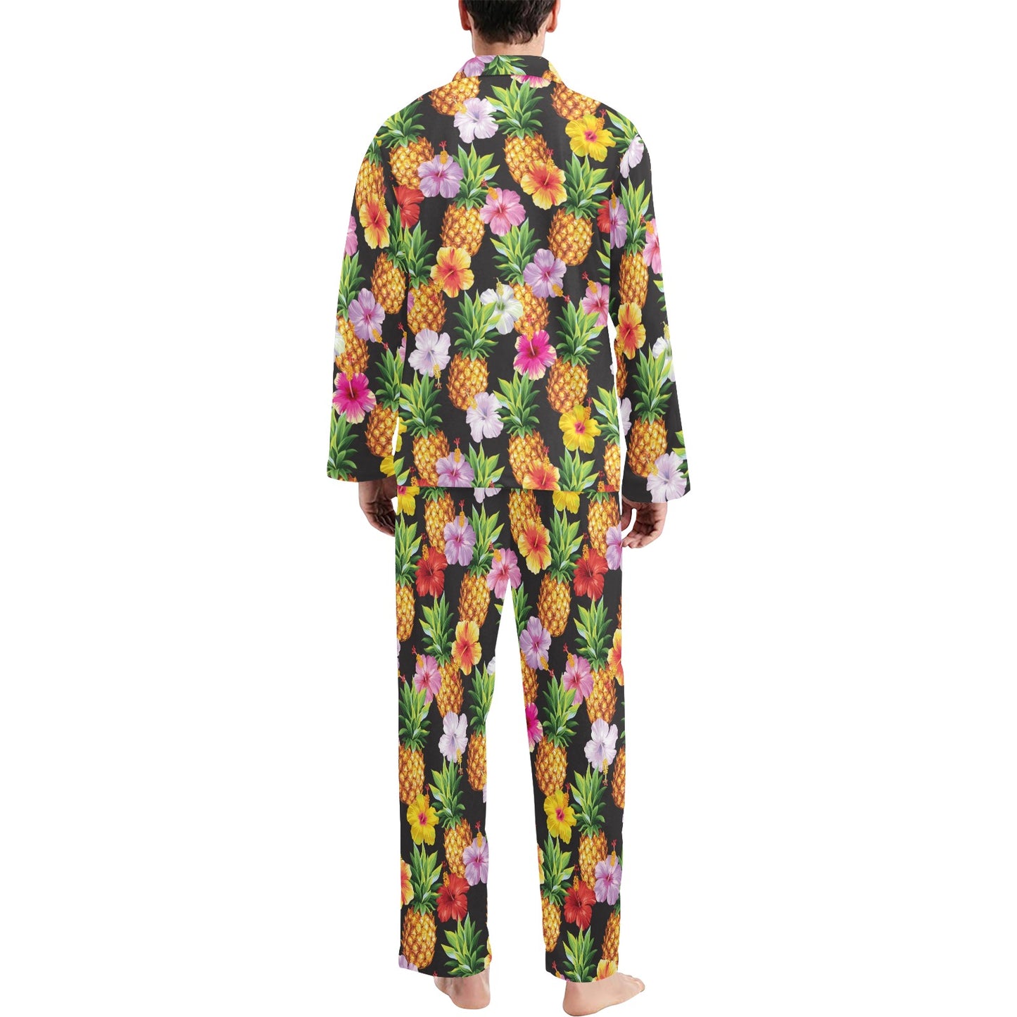 Pineapple Hibiscus Men's Long Pajama Set