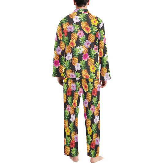 Pineapple Hibiscus Men's Long Pajama Set