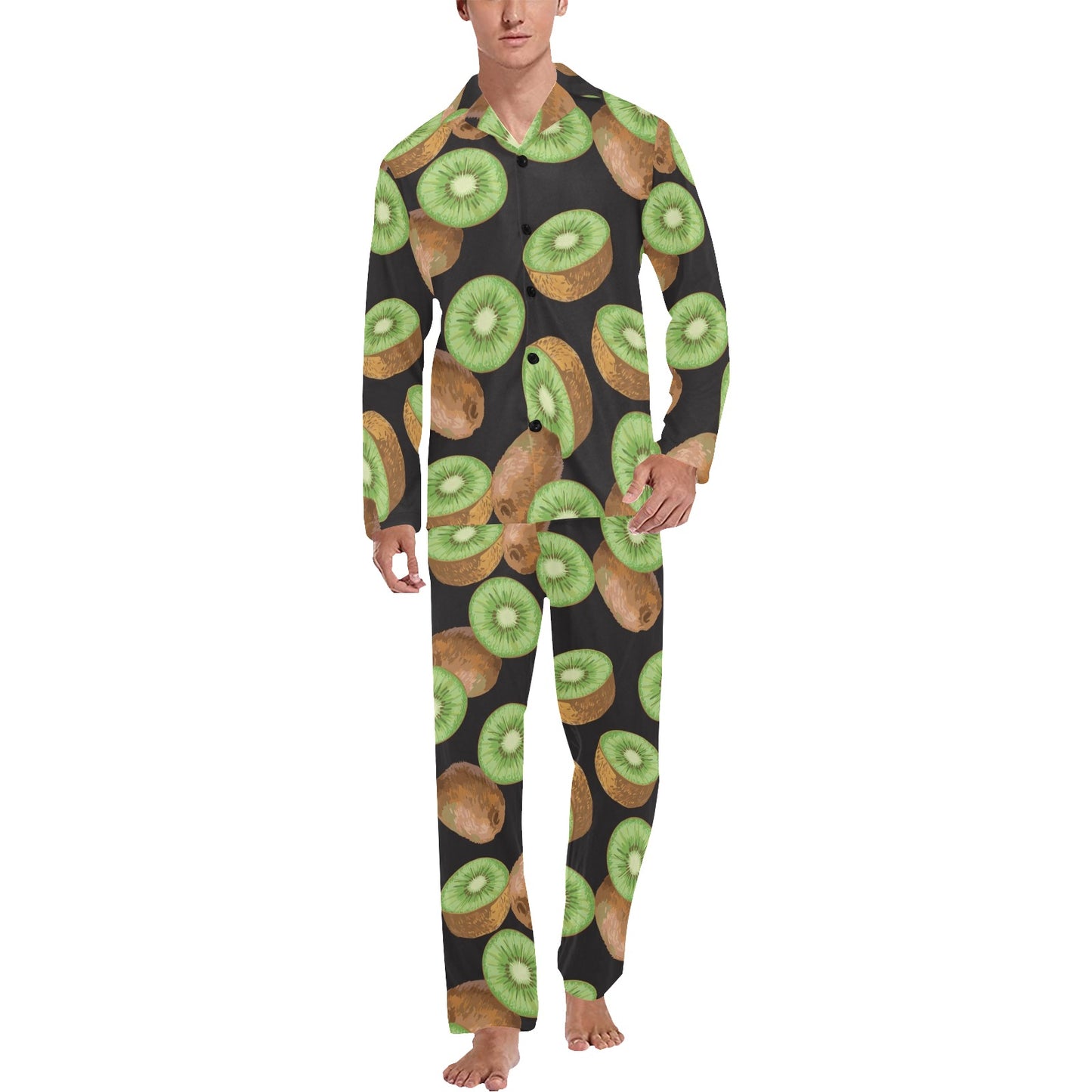 Kiwi Pattern Print Design KW03 Men's Long Pajama Set