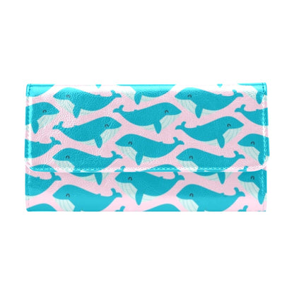 Whale Print Design LKS302 Women's Trifold Wallet