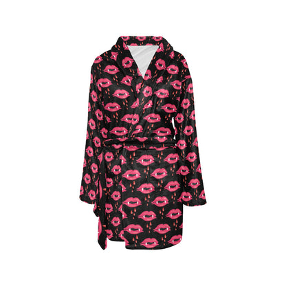 Vampire Lips Print Design LKS303 Women's Fleece Robe