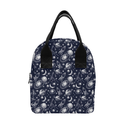Space Rocket Print Design LKS301 Insulated Lunch Bag