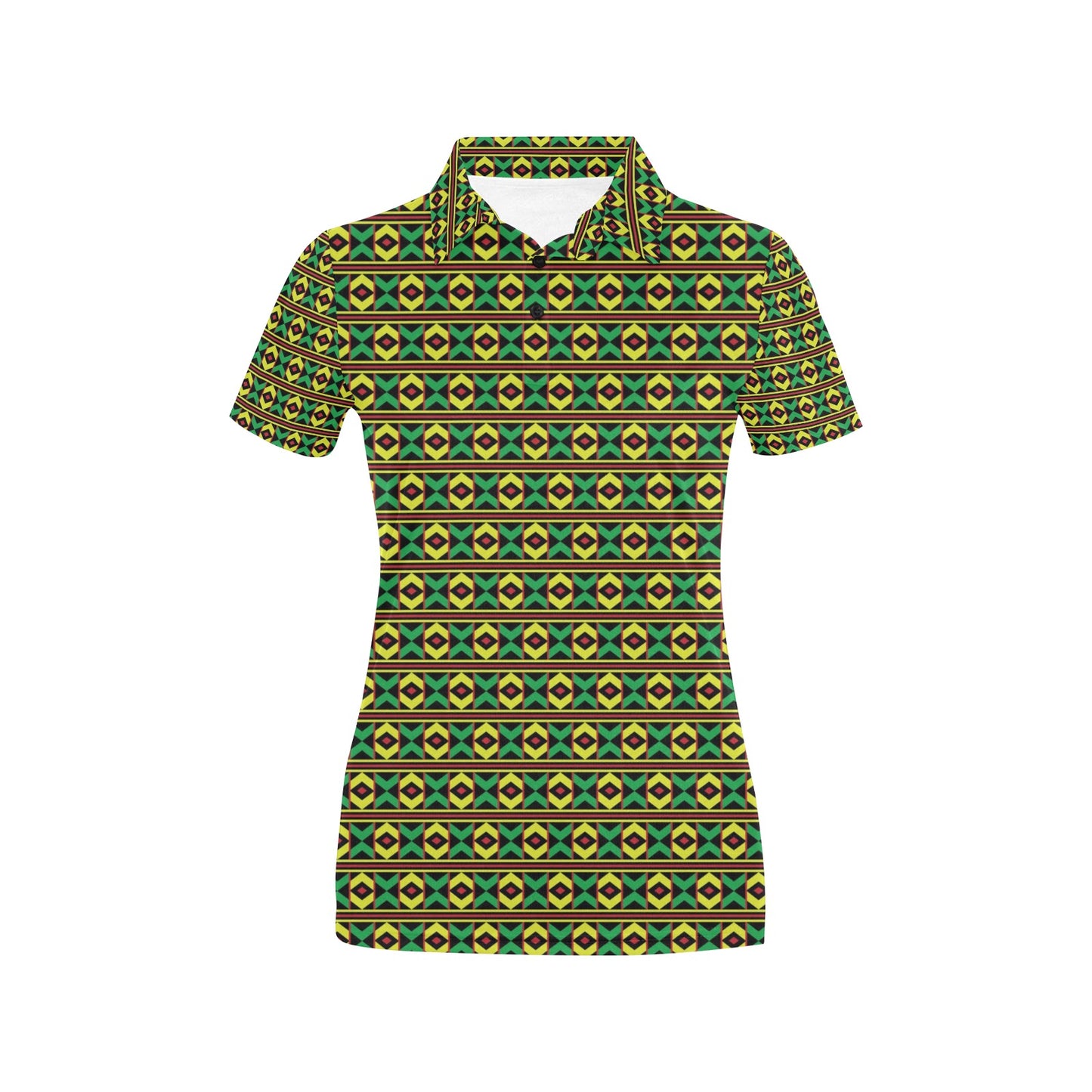 African Geometric Print Pattern Women's Polo Shirt