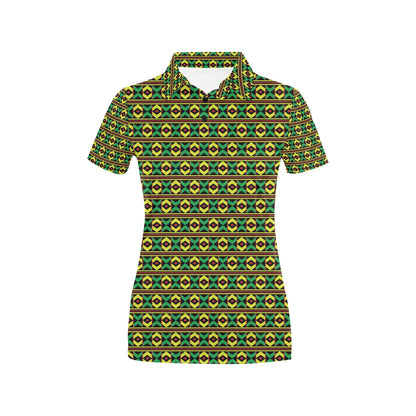 African Geometric Print Pattern Women's Polo Shirt