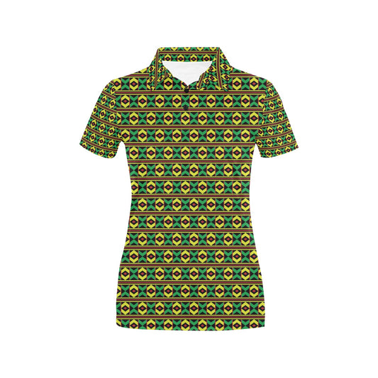 African Geometric Print Pattern Women's Polo Shirt