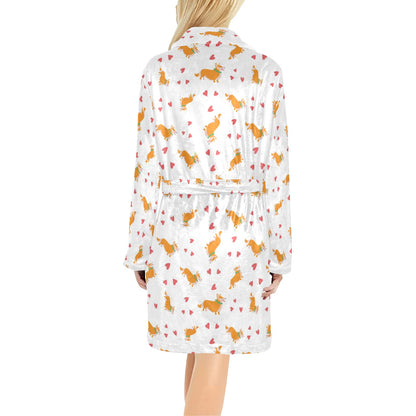 Cardigan Welsh Corgis Pattern Print Design 04 Women's Fleece Robe