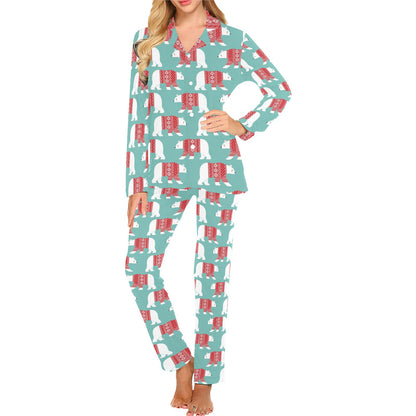 Polar Bear Pattern Print Design A04 Women's Long Pajama Set