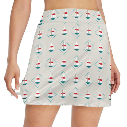 Sailboat Print Design LKS301 17" Golf & Pickleball Skort with Pockets