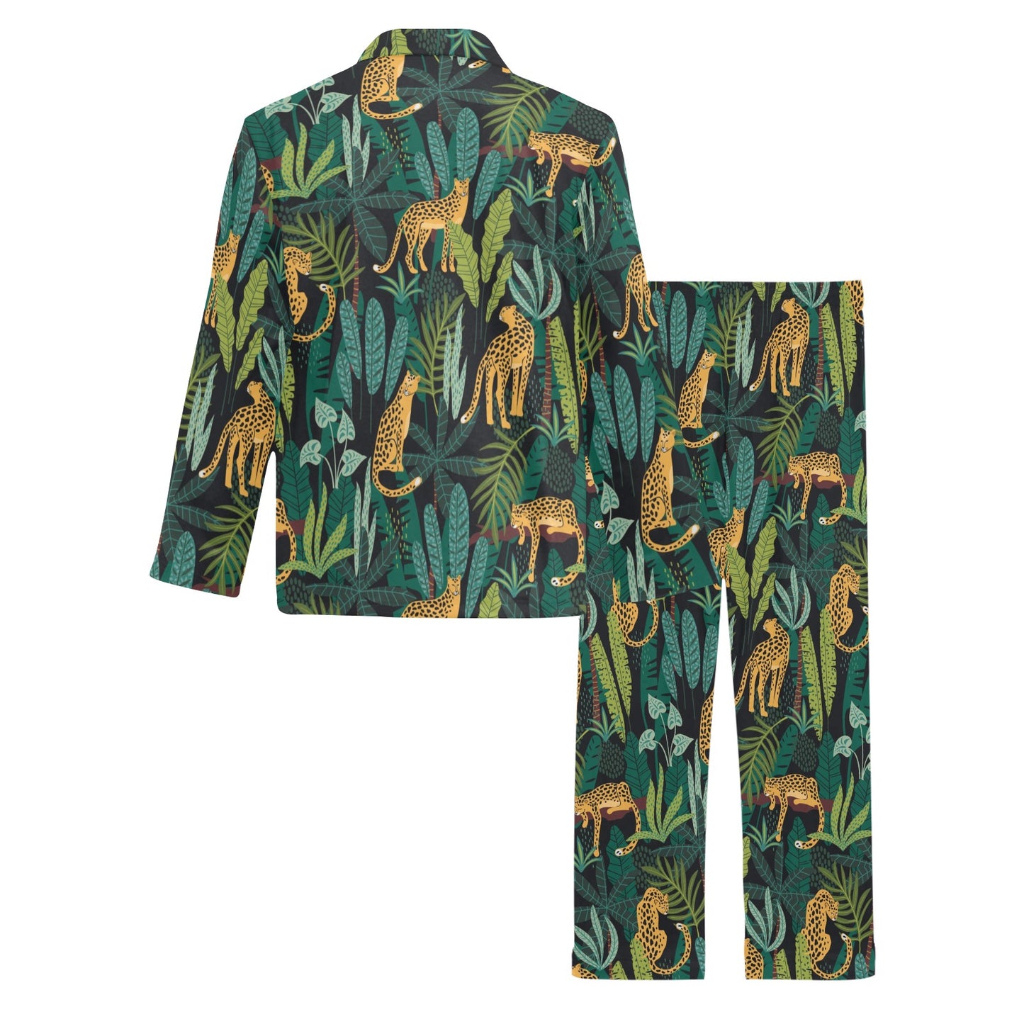 Jaguar Jungle Pattern Print Design 03 Men's Long Pajama Set