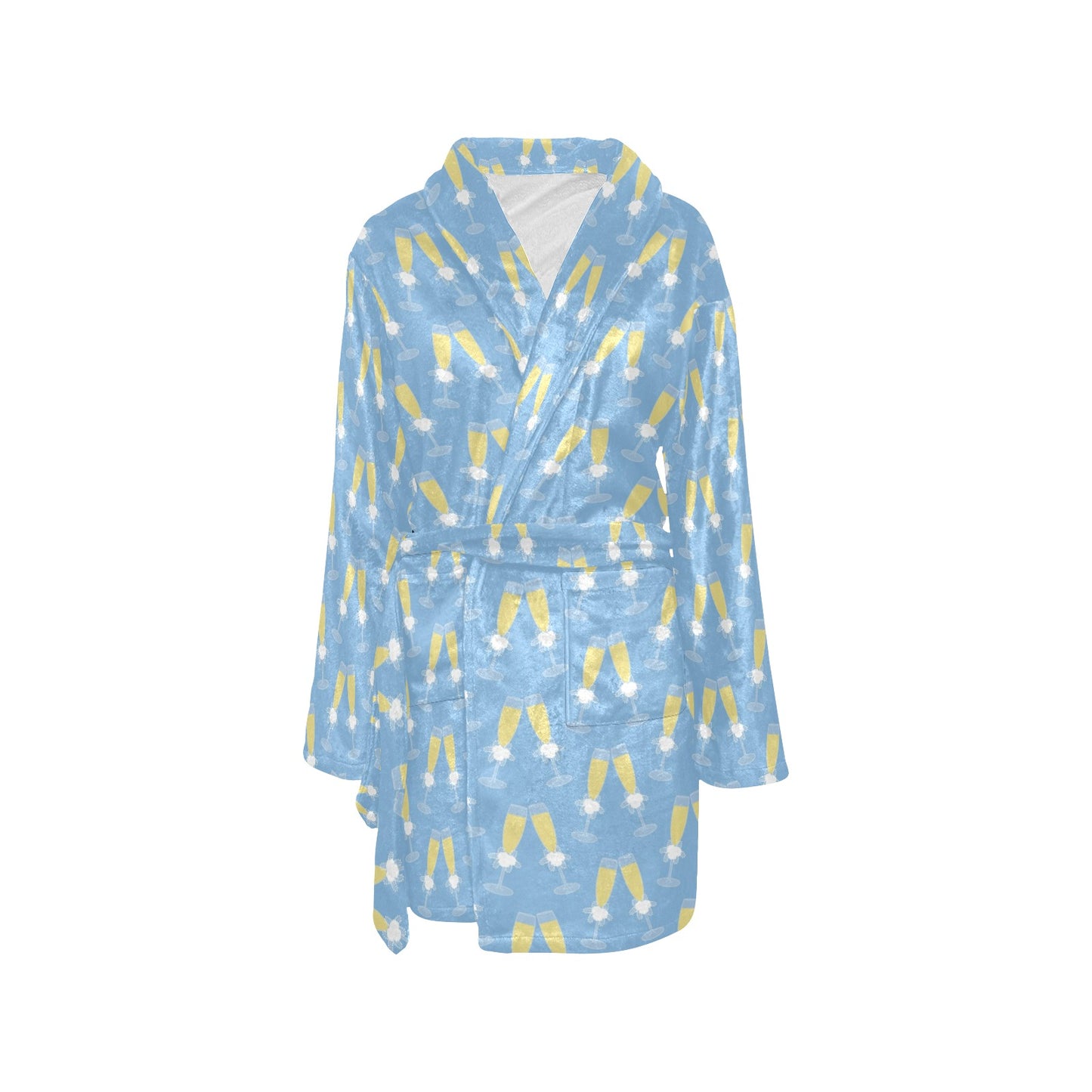 Champagne Pattern Print Design 06 Women's Fleece Robe