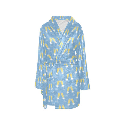 Champagne Pattern Print Design 06 Women's Fleece Robe