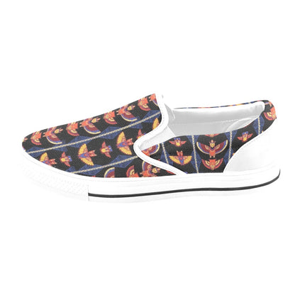 Totem Print Design LKS301 White Slip Ons Canvas Women's Shoes
