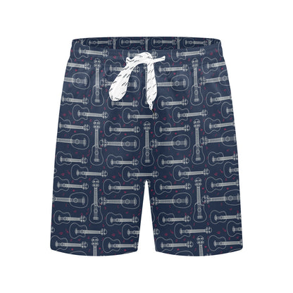 Ukulele Print Design LKS401 Men's Swim Trunks Beach Shorts