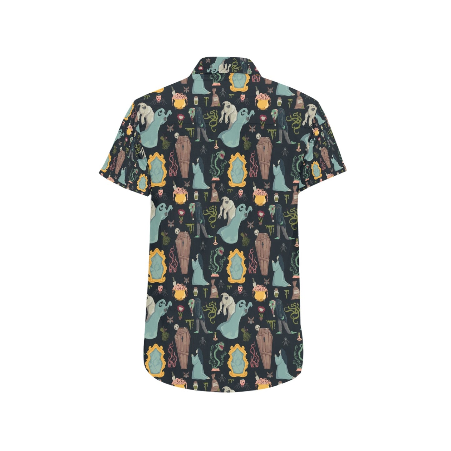 Creepy Print Design LKS303 Men Short Sleeve Button Up Shirt