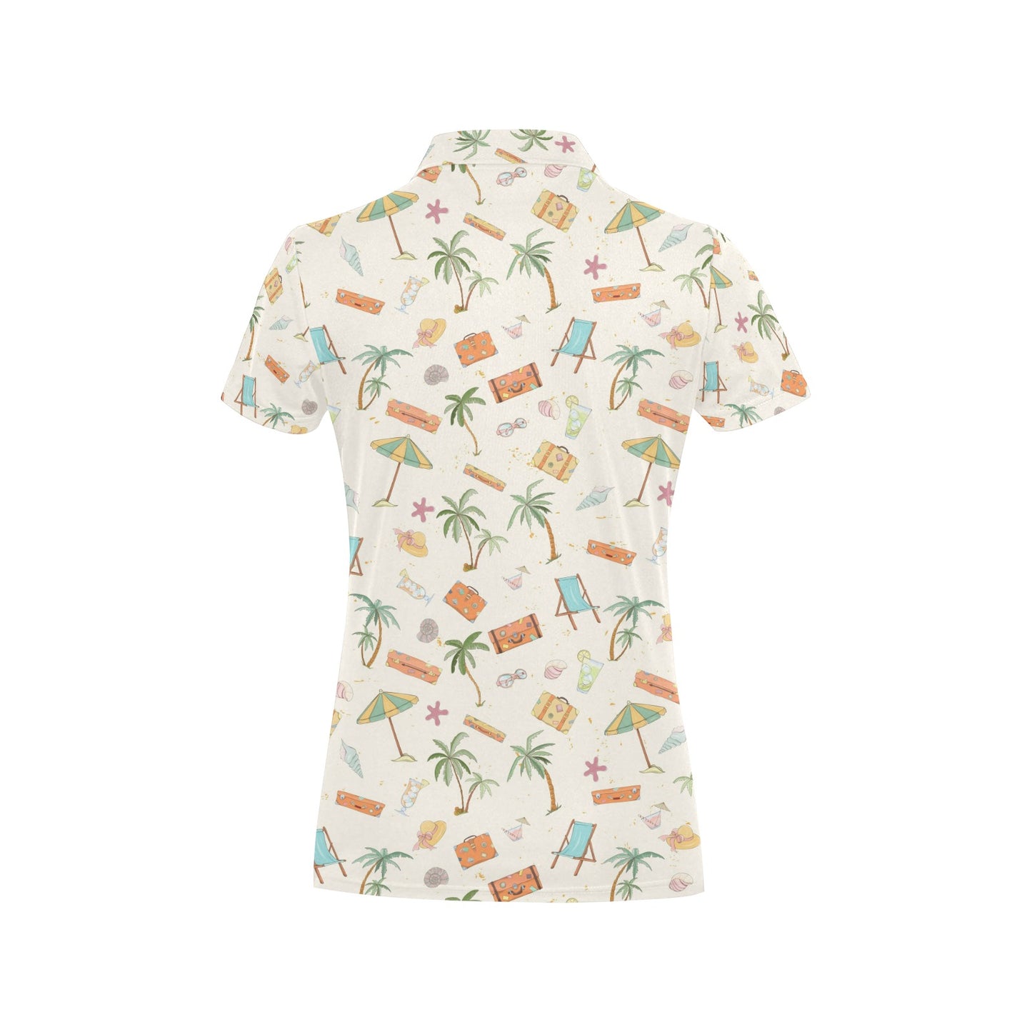 Beach Themed Pattern Print Design 05 Women's Polo Shirt