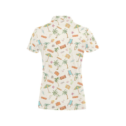 Beach Themed Pattern Print Design 05 Women's Polo Shirt