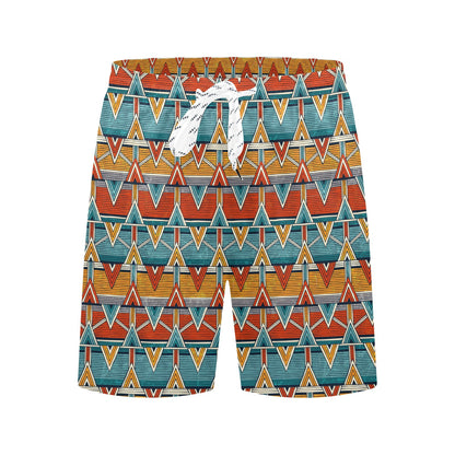 Kente Print African Design Themed Men's Swim Trunks Beach Shorts