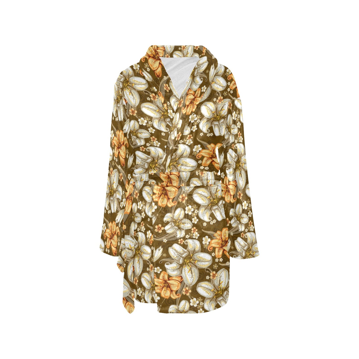 Lily Pattern Print Design 01 Women's Fleece Robe