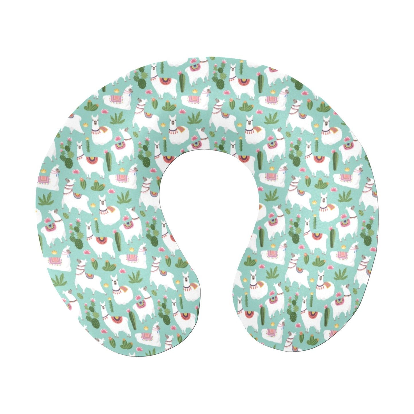 Llama with Cactus Themed Print U-Shaped Travel Neck Pillow