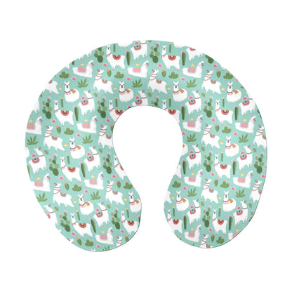 Llama with Cactus Themed Print U-Shaped Travel Neck Pillow