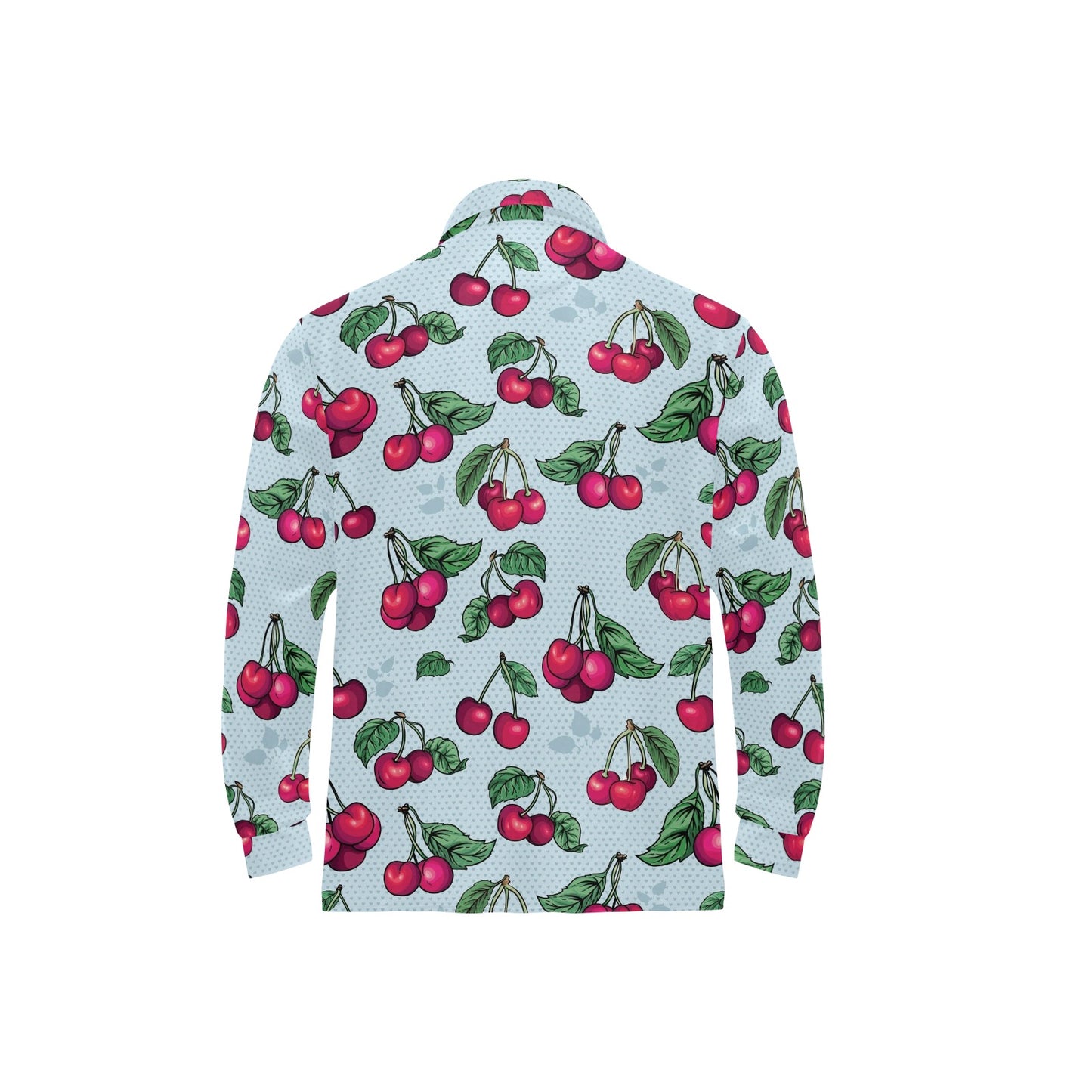 Cherry Pattern Print Design CH01 Long Sleeve Polo Shirt For Men's