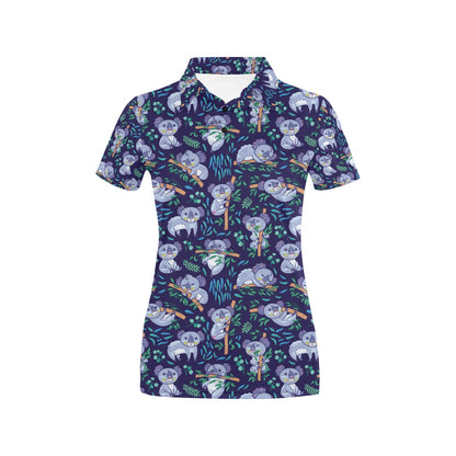Koala Themed Design Print Women's Polo Shirt