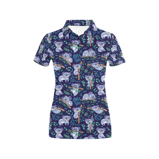 Koala Themed Design Print Women's Polo Shirt