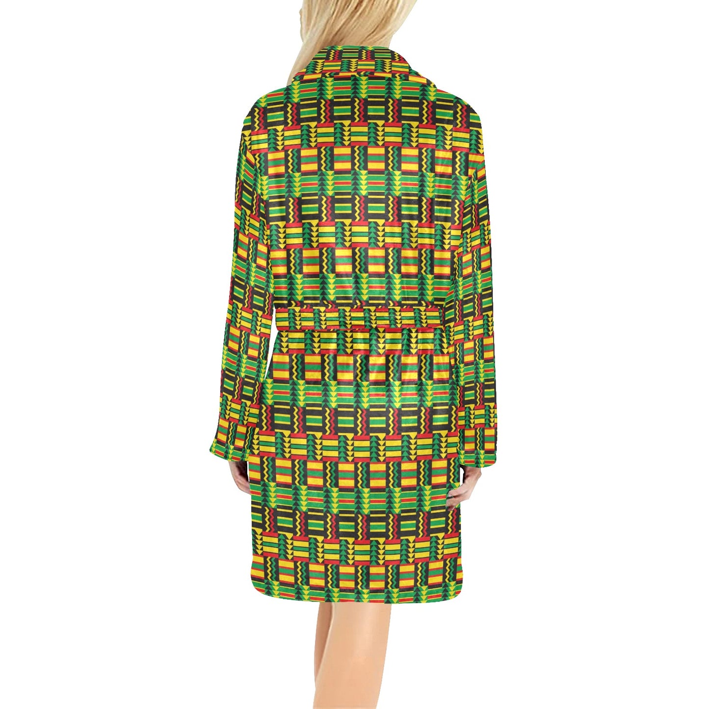 African Zip Zag Print Pattern Women's Fleece Robe